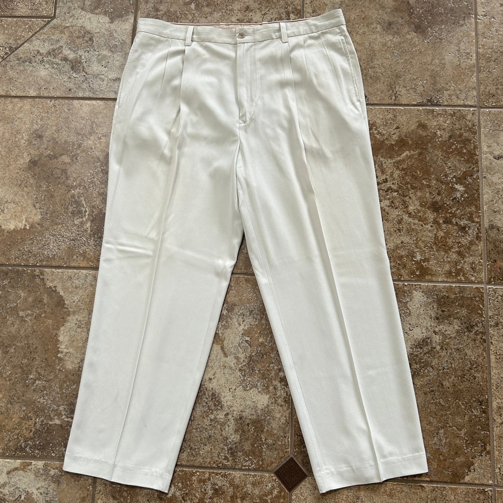 Tommy Bahama Men's Pleated Cream Color Dress Pants - Size 38/30